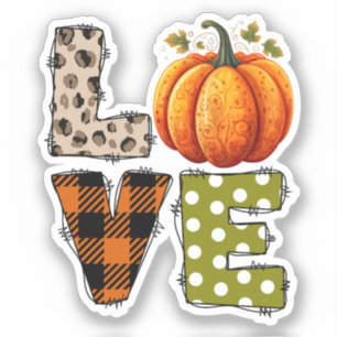 Sticker LOVE - Citrouille mignon et lettres de points Polk