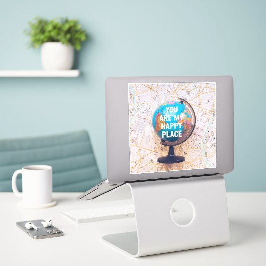 Sticker Love Cote Globe (Ordinateur portable sur le bureau)
