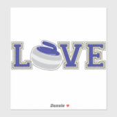 Sticker Love Curling Varsity Lettres Sport amusant (Feuille)