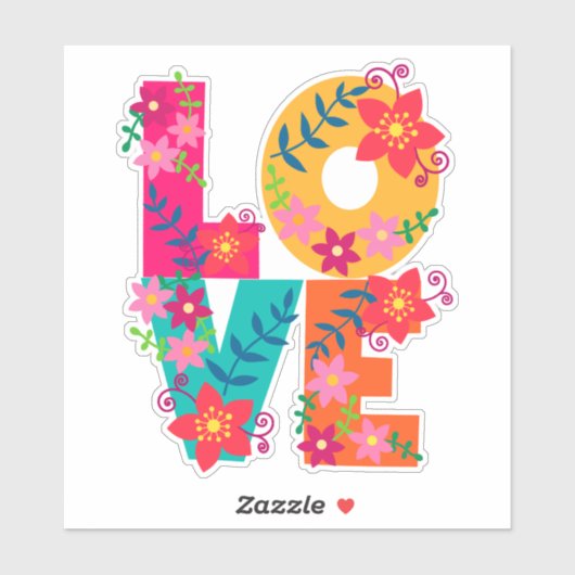 Sticker LOVE, design coloré (Feuille)