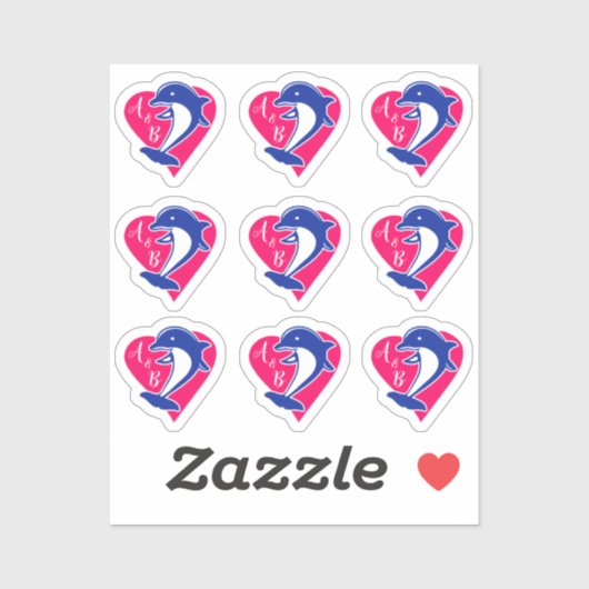 Sticker Love dolphin heart (Feuille)