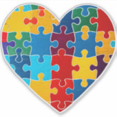 Sticker Love Heart Puzzle Sensibilisation sur l'autisme d' (Devant)
