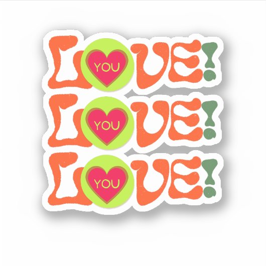 Sticker LOVE LOVE LOVE LOVE with Heart Valentine's day Sti (Devant)