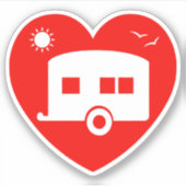 Sticker Love My Caravan Red Heart Camping Trailer (Devant)