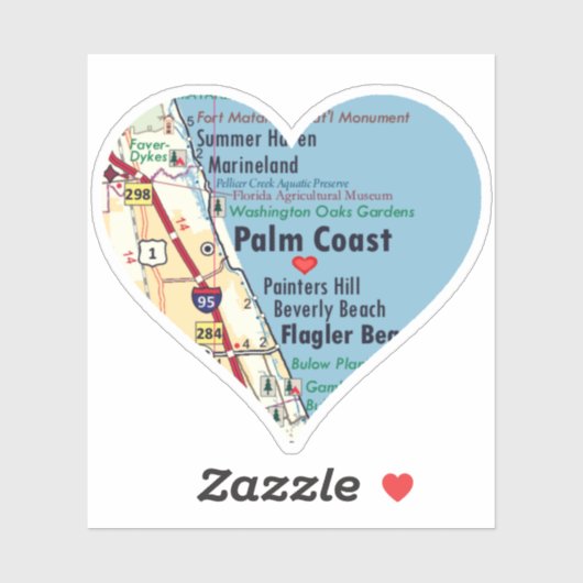 Sticker Love Palm Coast FL (Feuille)