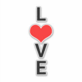 Sticker Love Red Heart mignonne Valentine's Day blanc mign (Devant)