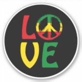 Sticker LOVE Reggae with peace symbol (Devant)