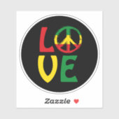 Sticker LOVE Reggae with peace symbol (Feuille)