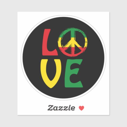 Sticker LOVE Reggae with peace symbol (Feuille)
