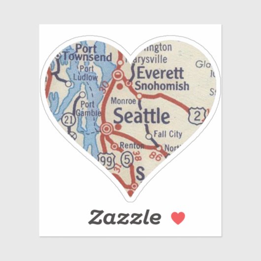 Sticker Love Seattle Carte Vintage (Feuille)