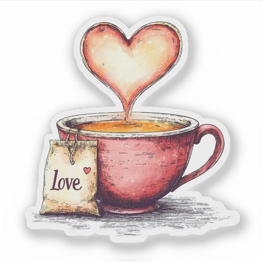 Sticker Love Tea Valentine's Day (Devant)