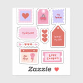 Sticker Love Tickets avec typographie rose (Feuille)