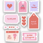 Sticker Love Tickets avec typographie rose (Devant)