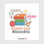Sticker Love To Read Books Reader Lecture Personnaliser (Feuille)
