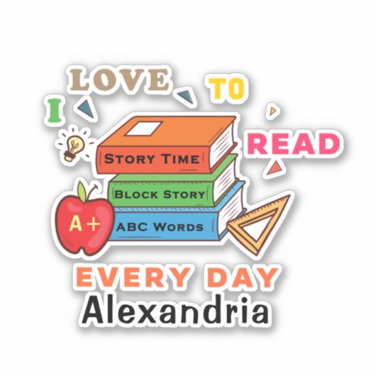 Sticker Love To Read Books Reader Lecture Personnaliser (Devant)