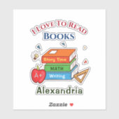 Sticker Love To Read Books Reader Lecture Personnaliser (Feuille)