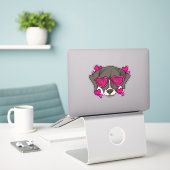Sticker Love Whippet (Ordinateur portable sur le bureau)