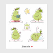 Sticker Lovely and funny set of pears (Feuille)