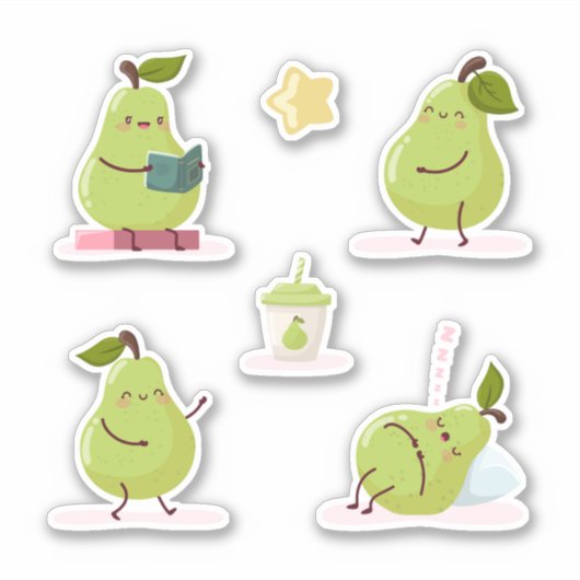 Sticker Lovely and funny set of pears (Devant)