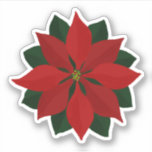 Sticker Lovely Deep Red Poinsettia Christmas Graphic<br><div class="desc">Un autocollant de contour d'un poinsettia de Noël rouge profond avec des feuilles verts profonds.  C'est un numériquement original créé par Dogwood et Thistle.  Ces autocollants de contour ont un look découpé sous forme de dés et n'ont qu'une petite zone d'ajustement qui suit le contour de la conception.</div>