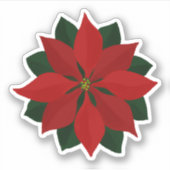 Sticker Lovely Deep Red Poinsettia Christmas Graphic (Devant)