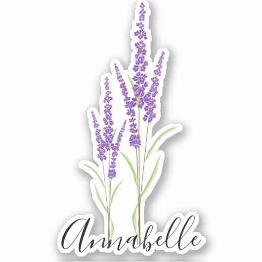 Sticker Lovely Lavender Botanical | Coupe personnalisée (Devant)