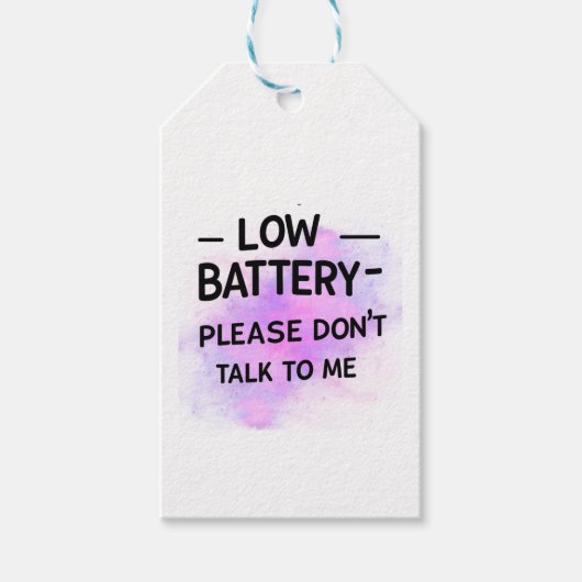 Sticker Low Battery Please Don't Talk To Me - grap Cadeaulabel (Voorkant)