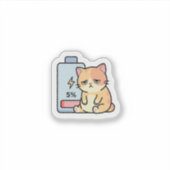 Sticker Low Battery Social Mode Cat (Devant)