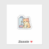 Sticker Low Battery Social Mode Cat (Feuille)