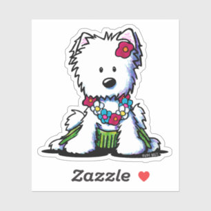 Sticker Luau Westie Custom-Cut Vinyl