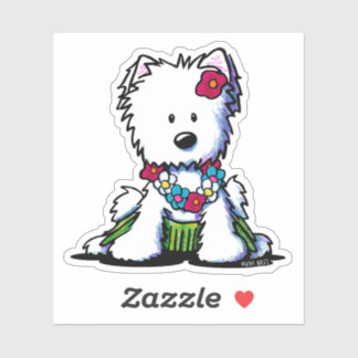 Sticker Luau Westie Custom-Cut Vinyl