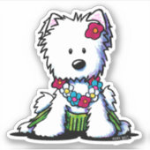 Sticker Luau Westie Custom-Cut Vinyl (Devant)