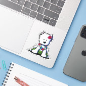 Sticker Luau Westie Custom-Cut Vinyl (Ordinateur portable avec iPhone)