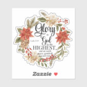 Sticker Luc 2:14 Gloire à Dieu Noël Or Floral (Feuille)