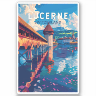 Sticker Lucerne Suisse Travel Art Vintage