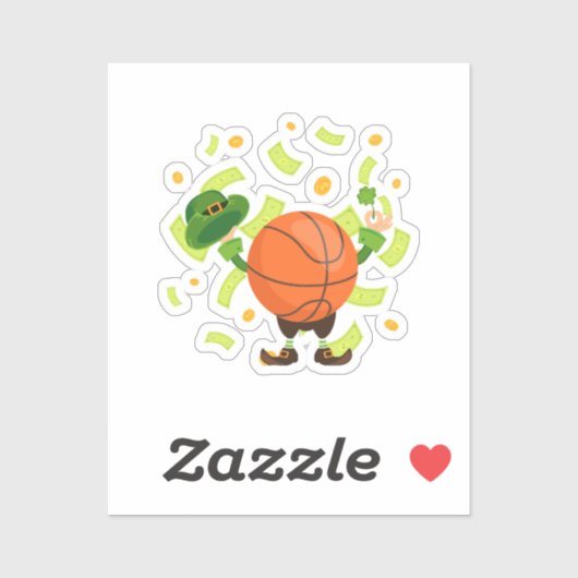 Sticker Lucky Basketball Joyeux Patrick's Day (Feuille)