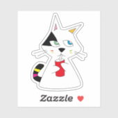 Sticker Lucky Cat aime boire Doodle (Feuille)