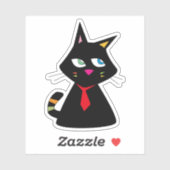 Sticker Lucky Chat portant cravate Doodle (Feuille)
