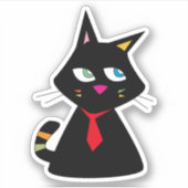 Sticker Lucky Chat portant cravate Doodle (Devant)
