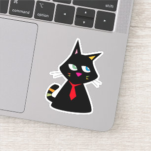 Sticker Lucky Chat portant cravate Doodle