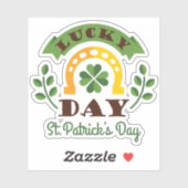 Sticker Lucky Day St. Patrick's Day Typographie et symbole (Feuille)