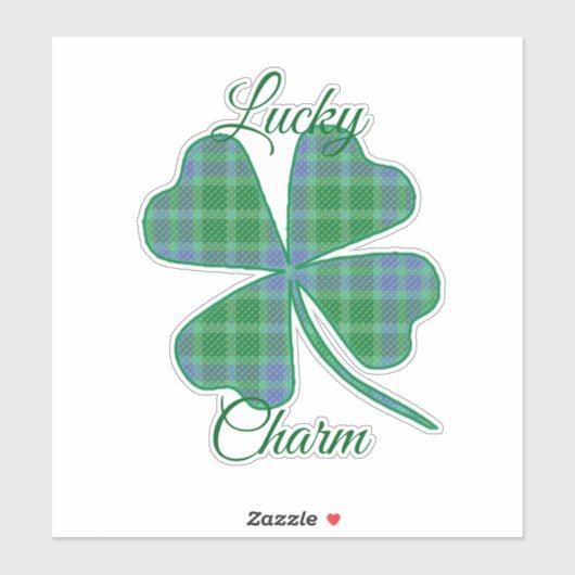 Sticker Lucky Green Plaid Shamrock Four-Leaf Clover  (Feuille)