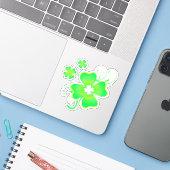 Sticker Lucky Irish Four Leaf Clover (Ordinateur portable avec iPhone)