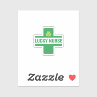 Sticker Lucky Nurse Green Medical Cross Shamrock St Patric