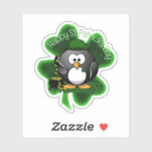 Sticker Lucky Penguin St. Patrick's Day (Feuille)