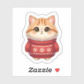 Sticker Lucky Red Sweater Cat – Your Cozy Wealth-Attractin (Feuille)