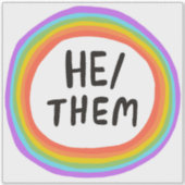 Sticker LUI/EUX Pronononounes Rainbow Circle Handlettering (Devant)
