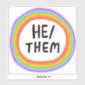 Sticker LUI/EUX Pronononounes Rainbow Circle Handlettering (Feuille)