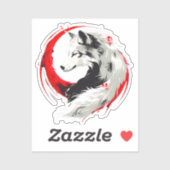 Sticker Lunar Red White Wolf (Feuille)