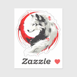 Sticker Lunar Red White Wolf